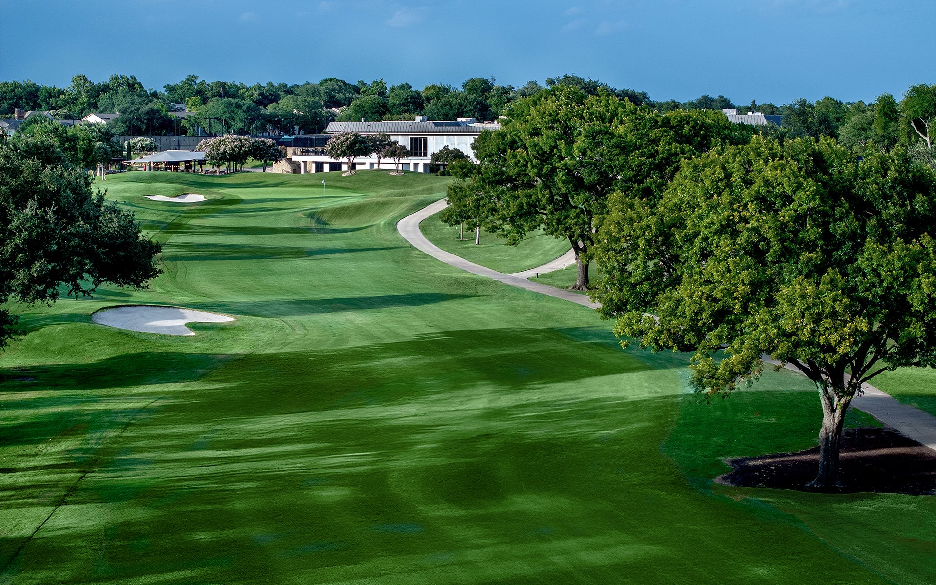 Aerial drone shot of The Clubs of Prestonwood golf course